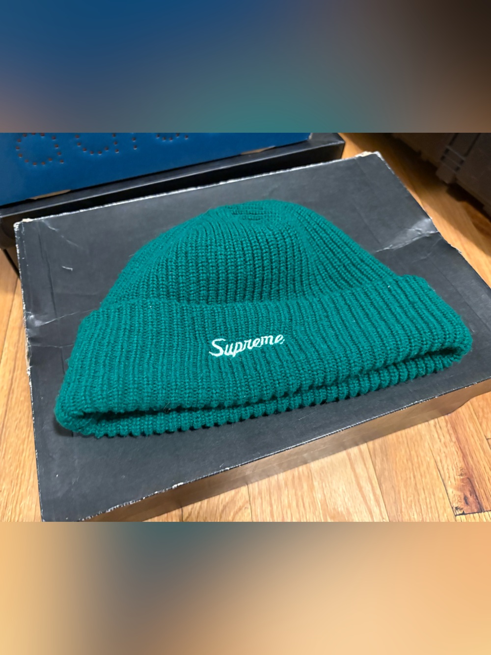 Supreme Teal Ribbed Cuffed Beanie ss24